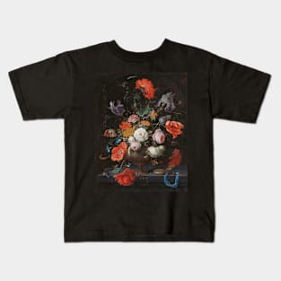 Abraham Mignon - Still Life with Flowers and a Watch Kids T-Shirt